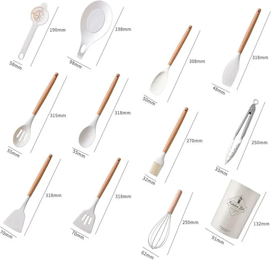 Silicone Non-Stick Cookware Kitchen Utensils 12pc Set